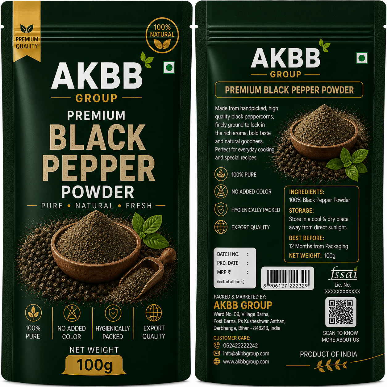 AKBB GROUP Black Pepper Kali Mirch 100g
