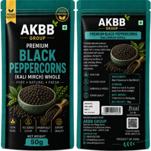 AKBB GROUP Black Pepper Kali Mirch Gol Mirch 50g